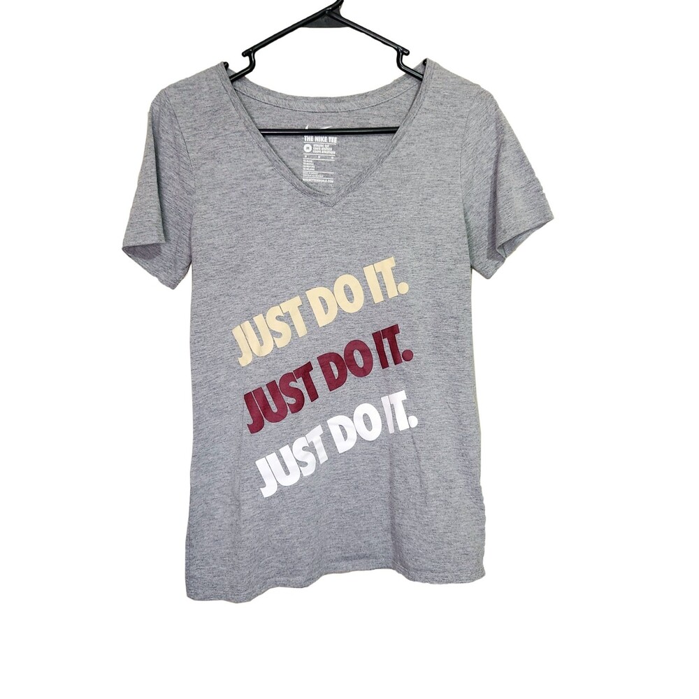 Nike Gray Just Do It Vneck The Nike Tee - Athletic Cut Size Medium